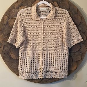 Victoria Jones Short Sleeve Crocheted Cardigan